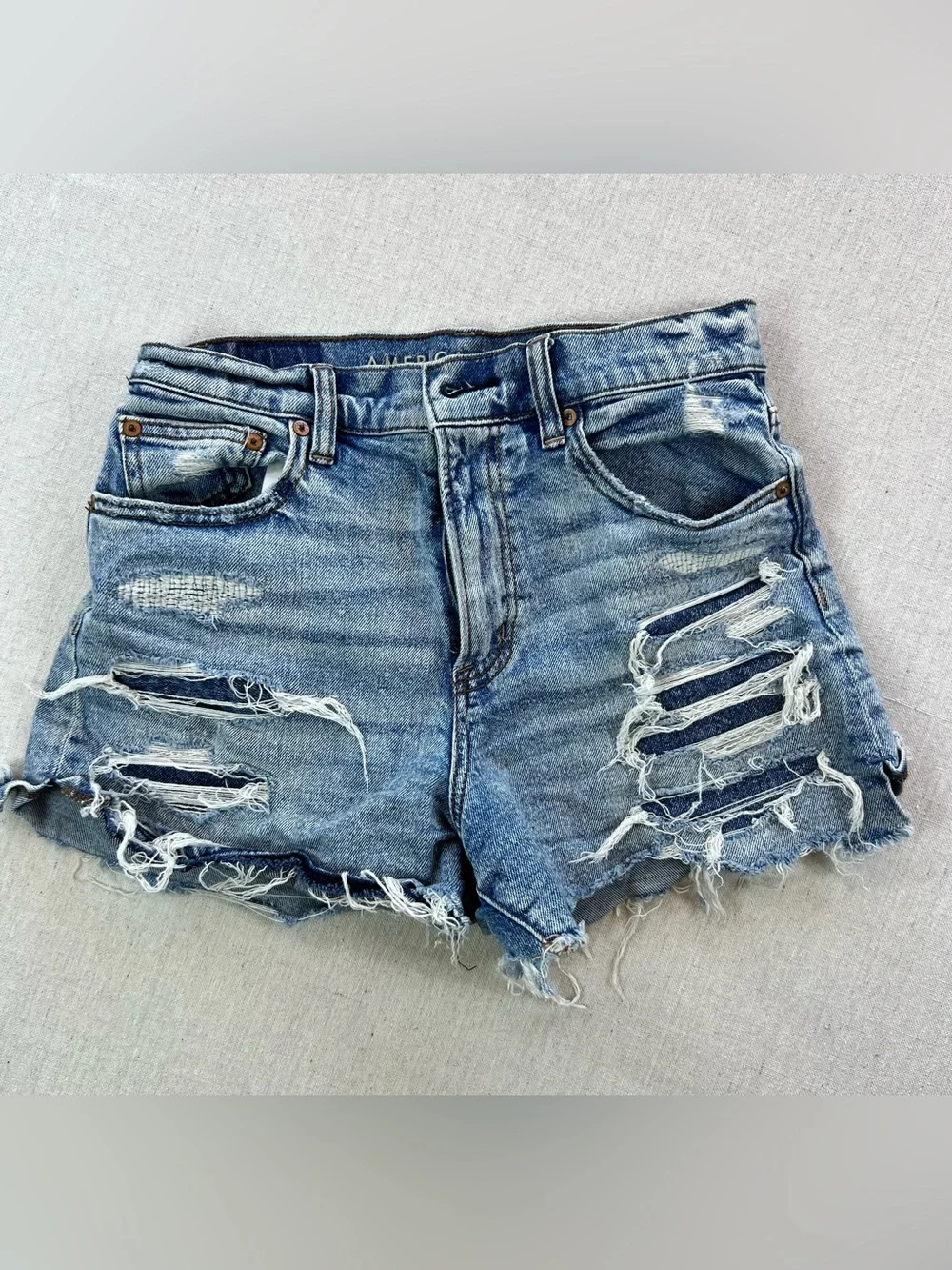 Women’s Distressed High-Rise Ripped Distressed Comfy Boho Indie Denim Shorts - 2 - Picture 1 of 9
